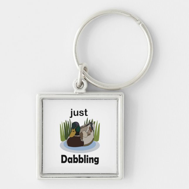 Mallard Duck Just Dabbling Pool Party Keychain (Front)