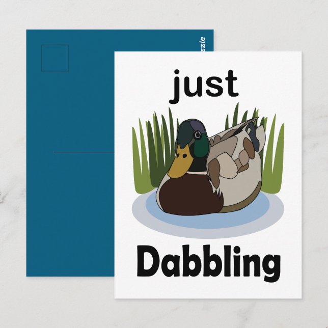 Mallard Duck Just Dabbling Pool Party Postcard (Front/Back)