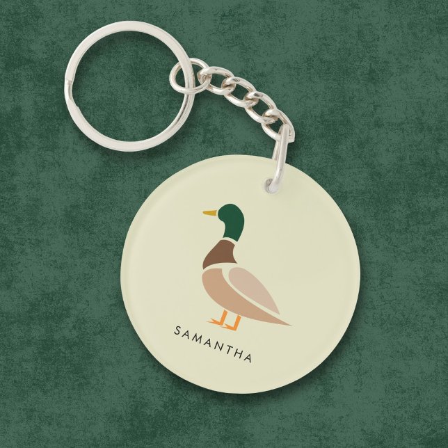 Mallard Duck Keychain Modern Minimal Illustration (Creator Uploaded)