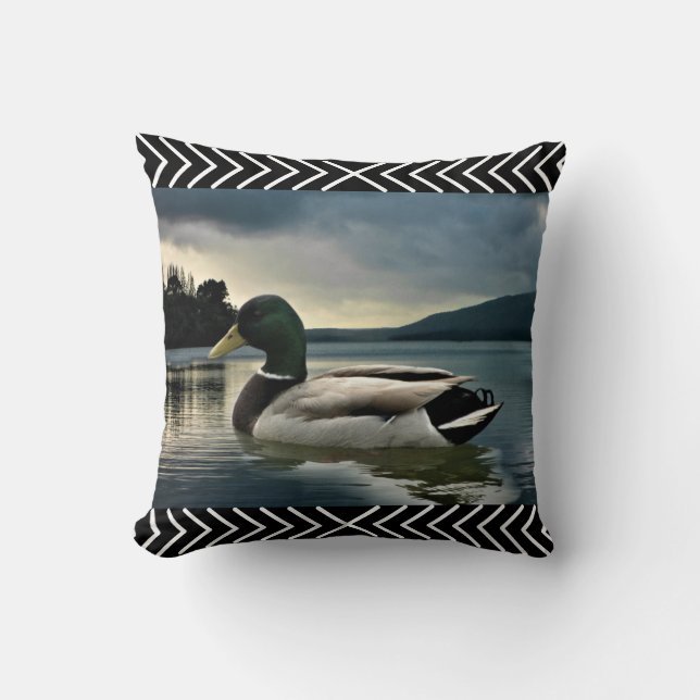 Mallard Duck Lake Throw Pillow (Front)