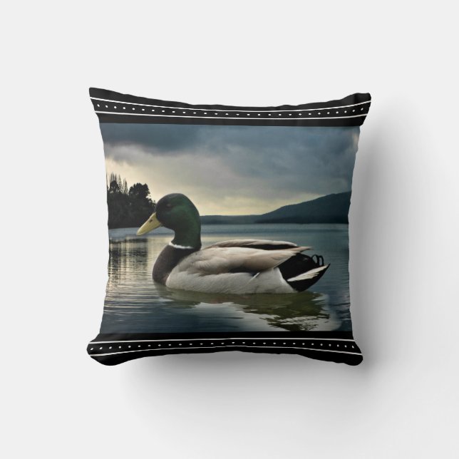 Mallard Duck Lake Throw Pillow (Front)