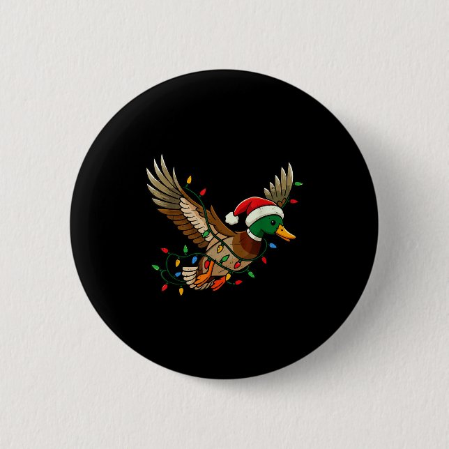 Mallard Duck Light Christmas Hunting Pajama Toddle 2 Inch Round Button (Front)