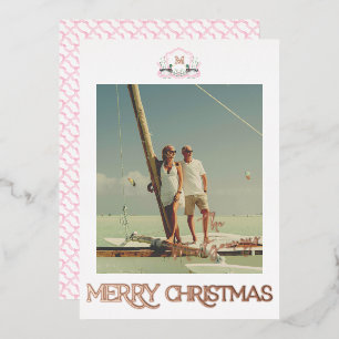 Mallard Duck Monogram Gold Foil Christmas Card