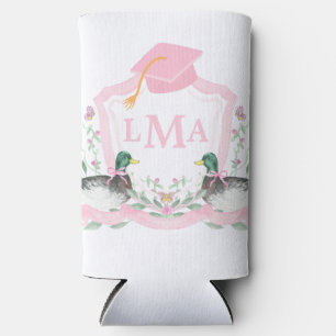 Mallard Duck Monogram Graduation Crest Seltzer Can Cooler
