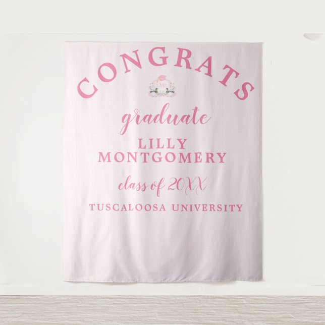 Mallard Duck Monogram Graduation Photo Backdrop Tapestry (Front)
