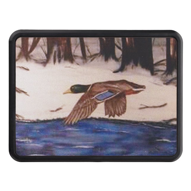 Mallard Duck on a Mission Trailer Hitch Cover (Front)