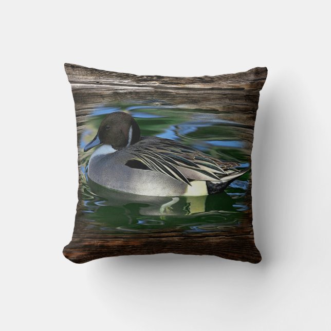 Mallard Duck On Lake Throw Pillow (Front)