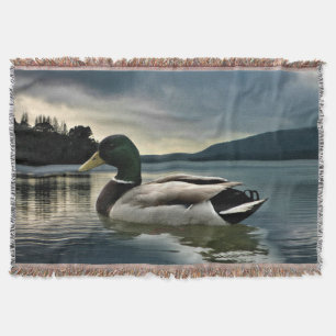 Mallard Duck On The Lake Throw Blanket