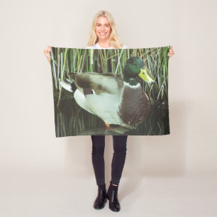 Mallard Duck Photo Waterfowl Male Bird Fleece Blanket