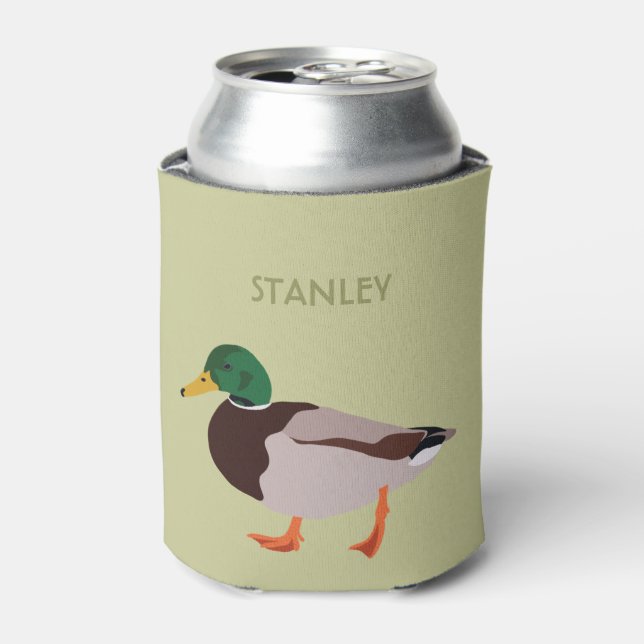 Mallard Duck Realistic Illustration Personalized Can Cooler (Can Front)