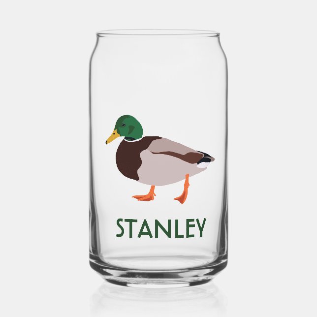 Mallard Duck Realistic Illustration Personalized Can Glass (Front)