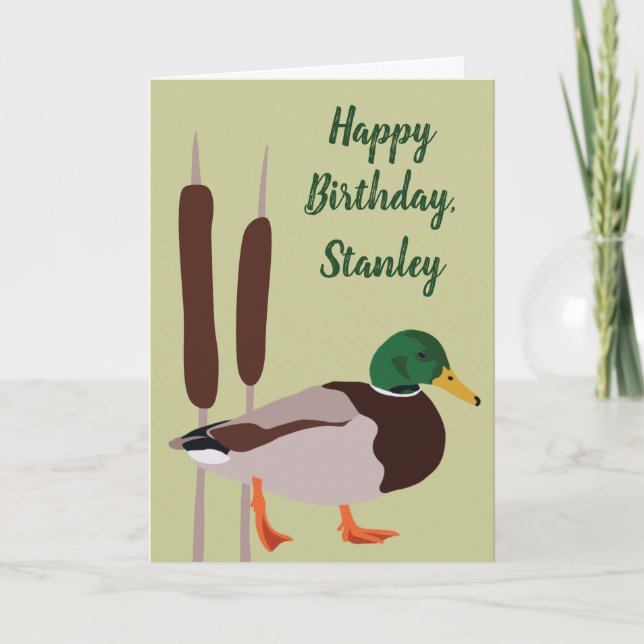 Mallard Duck Realistic Illustration Personalized Card (Front)
