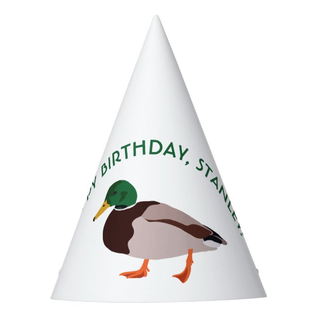 Mallard Duck Realistic Illustration Personalized Party Hat (Front)