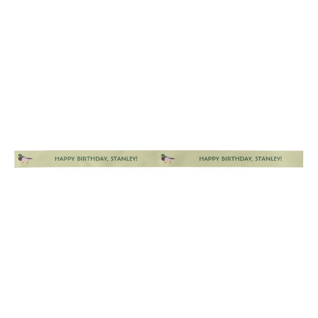 Mallard Duck Realistic Illustration Personalized Satin Ribbon (Front)