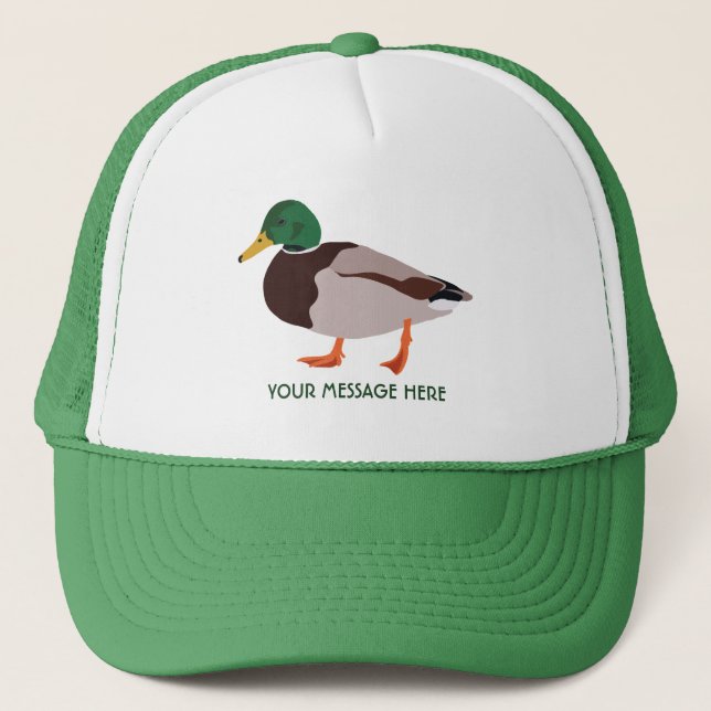 Mallard Duck Realistic Illustration Personalized Trucker Hat (Front)