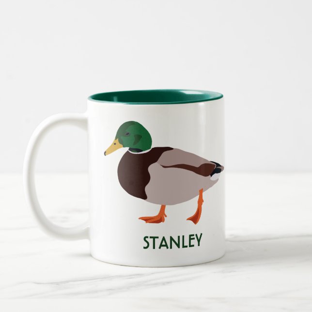 Mallard Duck Realistic Illustration Personalized Two-Tone Coffee Mug (Left)