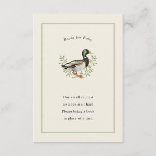 Mallard Duck Sage Green Vintage Baby Book Enclosure Card