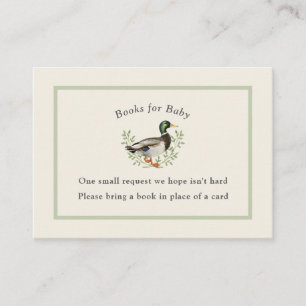 Mallard Duck Sage Green Vintage Baby Book Enclosure Card