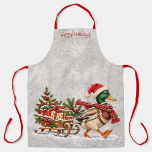 Mallard Duck Sleigh Holiday Apron