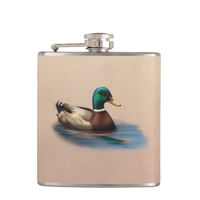 Mallard Duck Vinyl Wrapped Flask (Front)