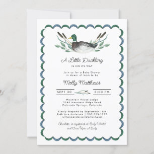 Mallard Duck Watercolor Baby Shower Invitation 