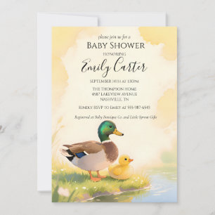 Mallard Duck with Duckling Baby Shower Invitation