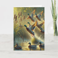 Mallard Ducks And Cattails Birthday