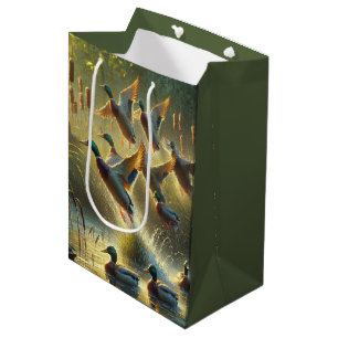 Mallard Ducks And Cattails Birthday Medium Gift Bag