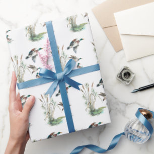 Mallard Ducks and Cattails  Wrapping Paper