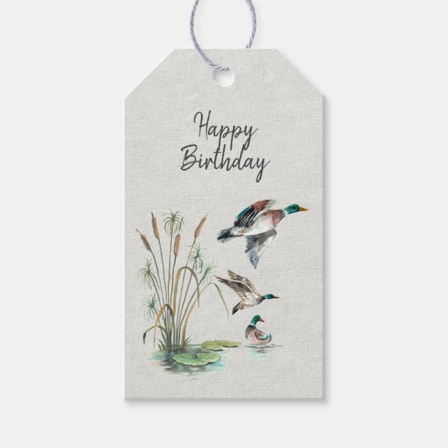 Mallard Ducks Birthday Gift Tags (Front)