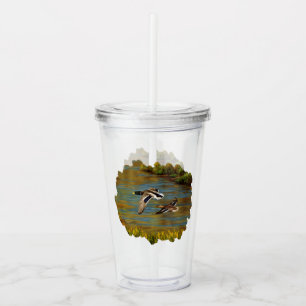 Mallard Ducks Flying Over Pond Acrylic Tumbler