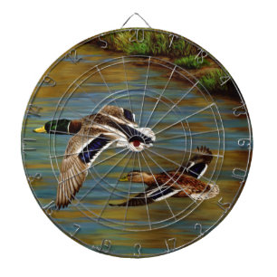 Mallard Ducks Flying Over Pond Dartboard