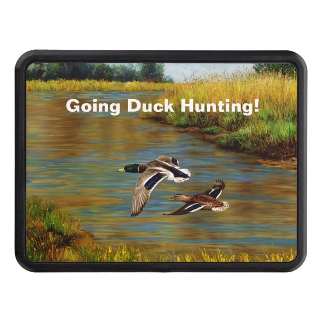 Mallard Ducks Flying Over Pond Trailer Hitch Cover (Front)