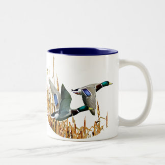 MALLARD DUCKS FLYING Two-Tone COFFEE MUG