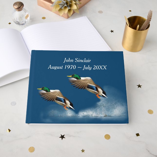 Mallard Ducks For Memorial Service Guest Book (Front Open)