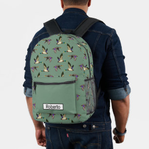 Mallard ducks in flight printed backpack