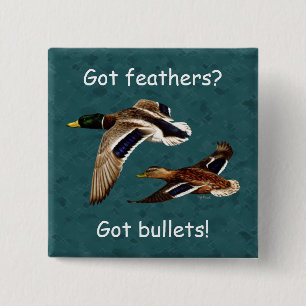 Mallard Ducks in Flight Teal 2 Inch Square Button
