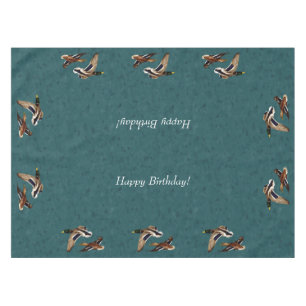 Mallard Ducks in Flight Teal Tablecloth