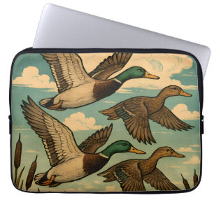 Mallard Ducks in Flight Wildlife Art Laptop Sleeve