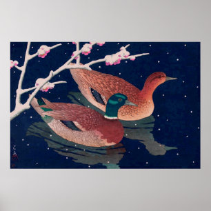 Mallard Ducks Kawase Hasui 1950 Poster
