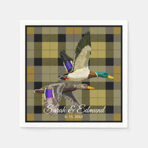 Mallard Ducks on Hunters Plaid – Rustic Waterfowl  Napkin