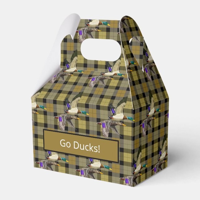 Mallard Ducks On Plaid Favor Box (Front Side)