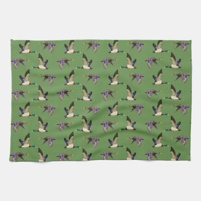 Mallard Ducks Trendy Kitchen Towel (Horizontal)