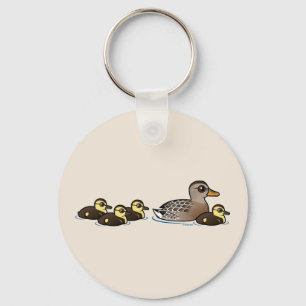 Mallard & four ducklings keychain