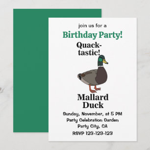 Mallard Quack-Tastic Duck Birthday Party Invitation