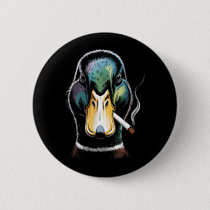 Mallard Smoking Cigarette Meme Funny Mallard Duck 2 Inch Round Button