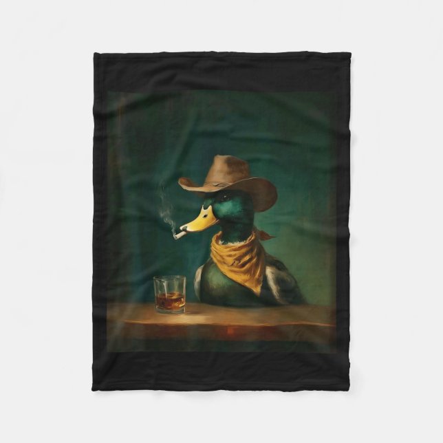 Mallard smoking cigarette meme funny mallard duck fleece blanket (Front)