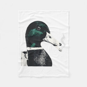 Mallard Smoking Cigarette Meme Funny Mallard Duck Fleece Blanket