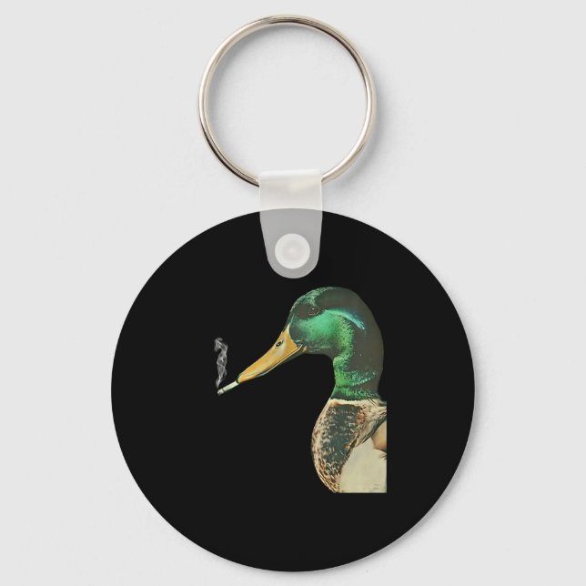Mallard smoking cigarette meme funny mallard duck keychain (Front)