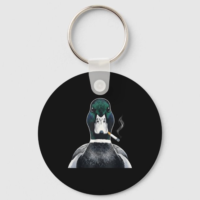 Mallard smoking cigarette meme funny mallard duck keychain (Front)